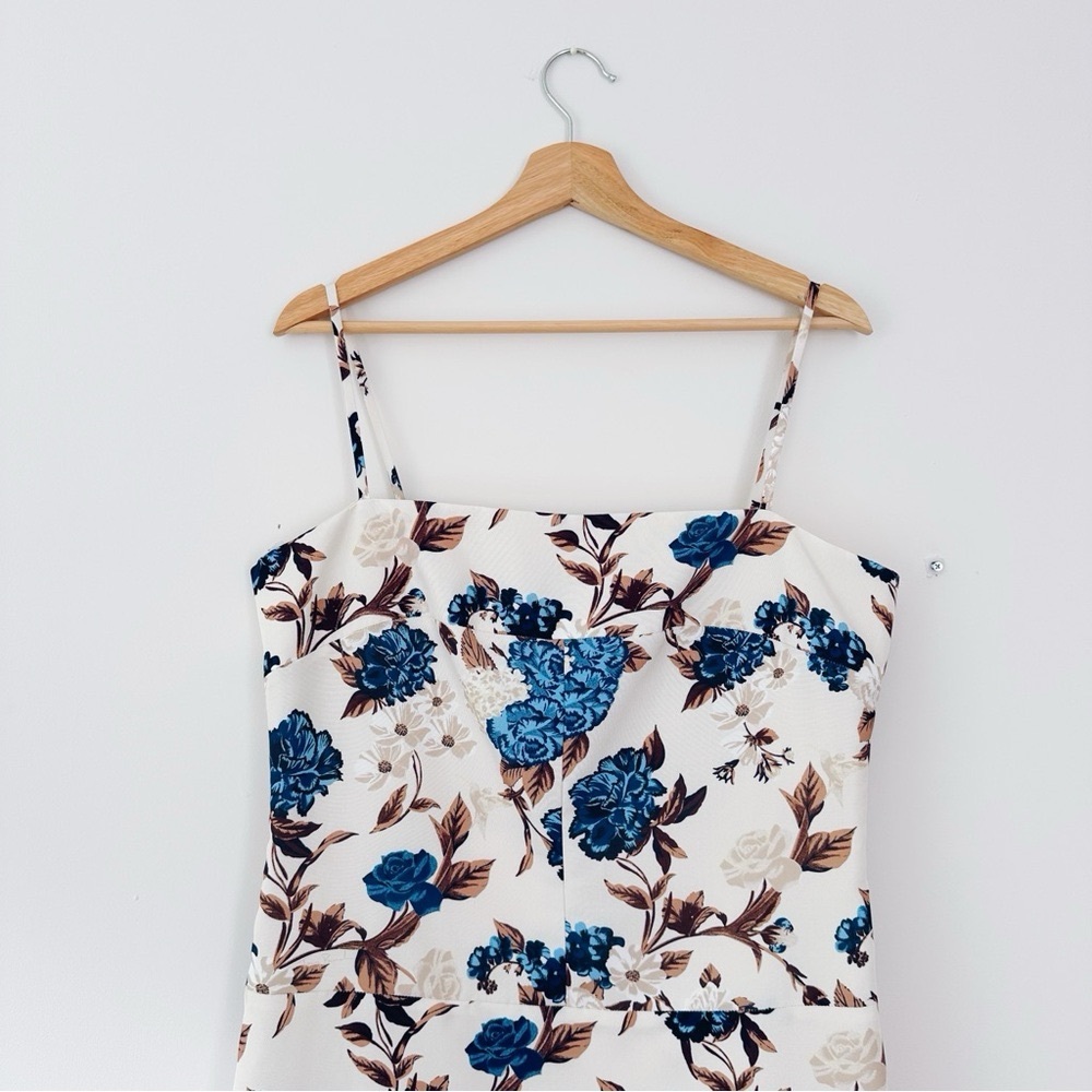 Tory Burch Floral Strappy-Back Caramel Midi Dress Size 10 - Picture 5 of 13